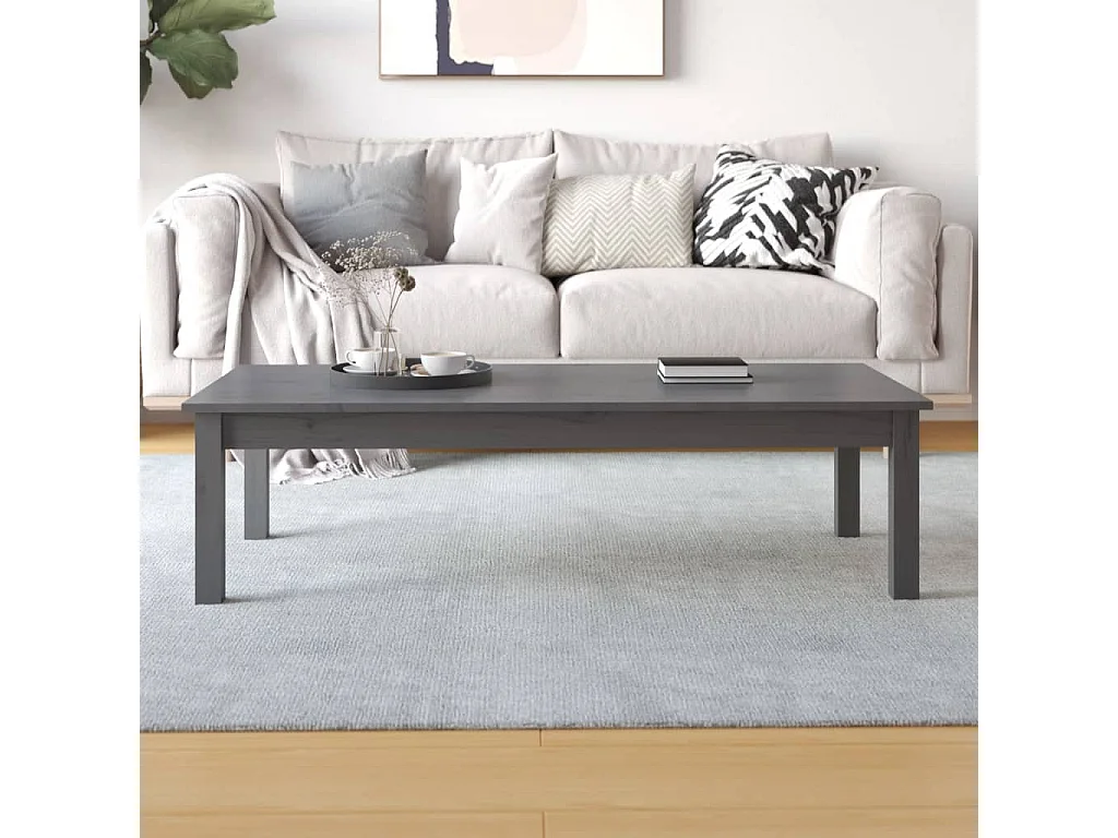 Table basse Gris 110x50x30 cm Bois massif de pin