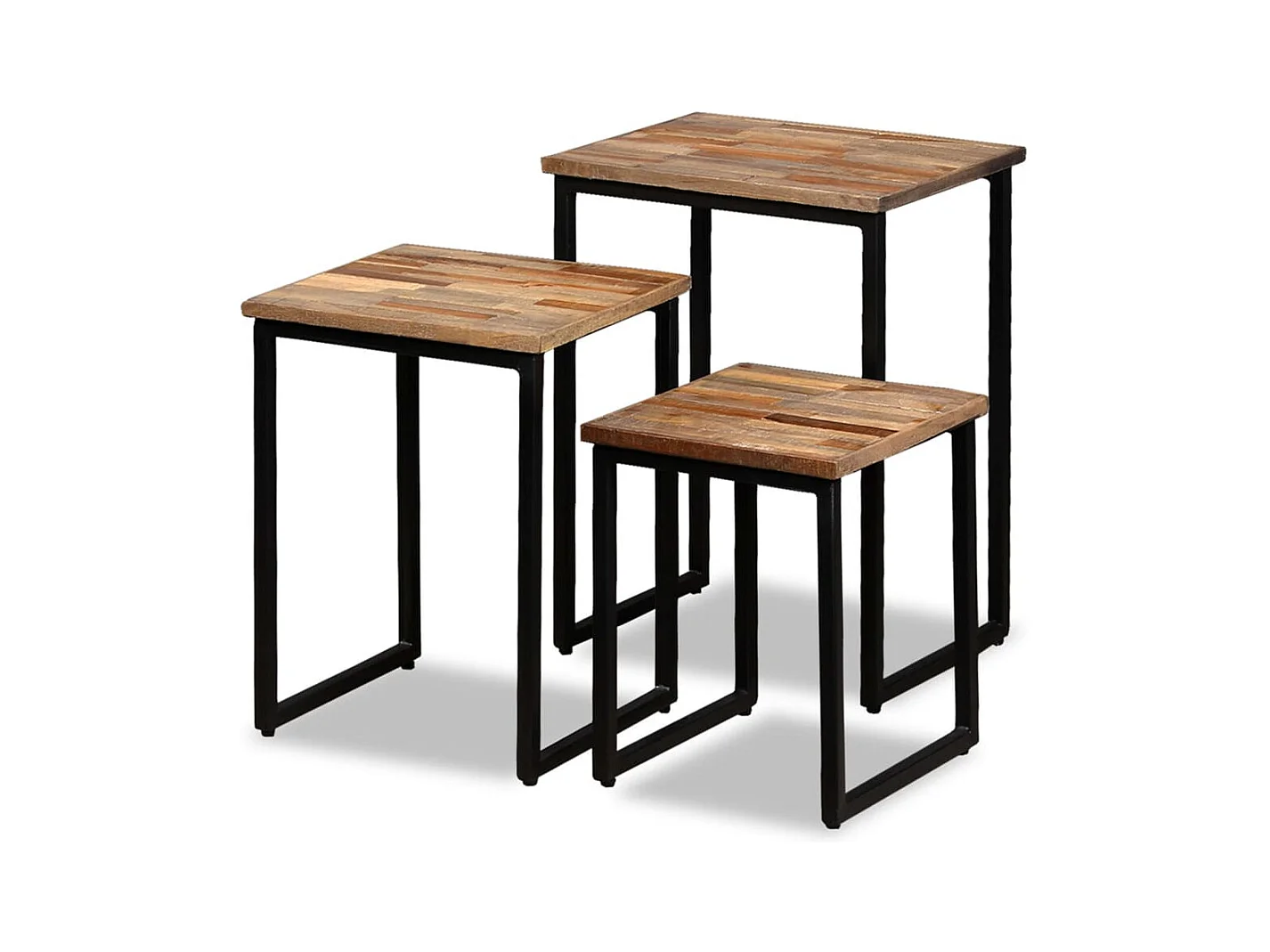 3-tlg. Satztisch-Set Recyceltes Massivholz Teak