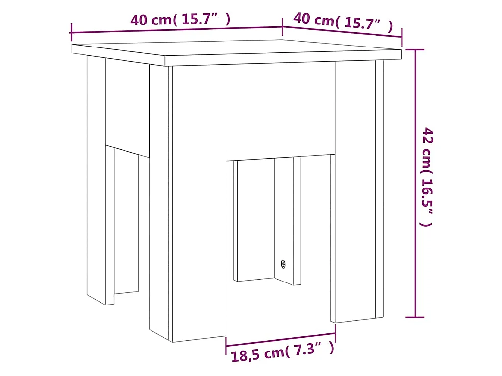 Table basse chêne marron 40x40x42 cm bois d'ingénierie