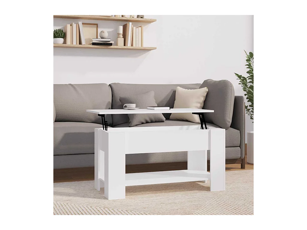 Table basse blanc 101x49x52 cm bois d'ingénierie