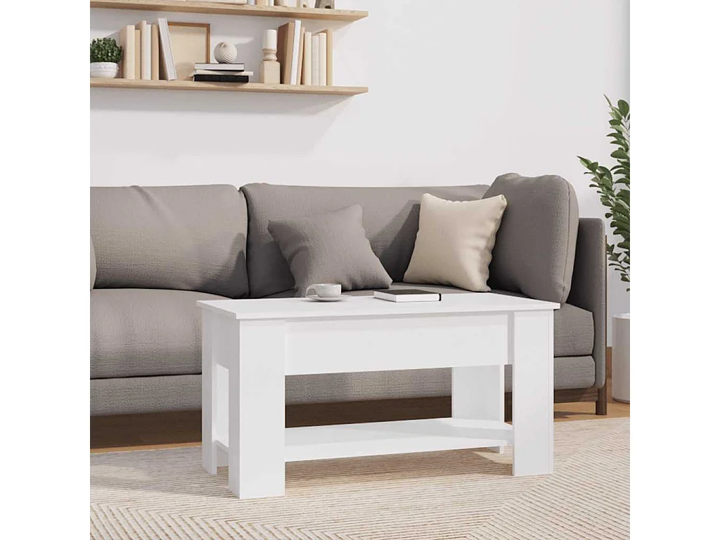 Table basse blanc 101x49x52 cm bois d'ingénierie