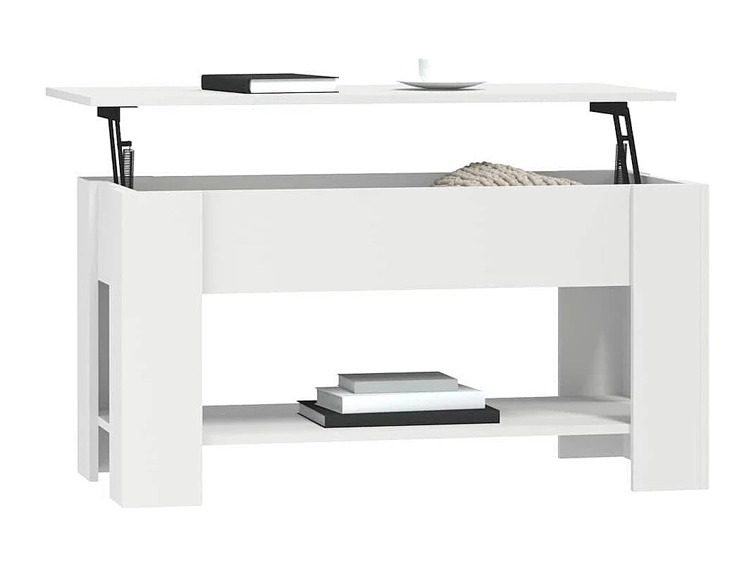 Table basse blanc 101x49x52 cm bois d'ingénierie