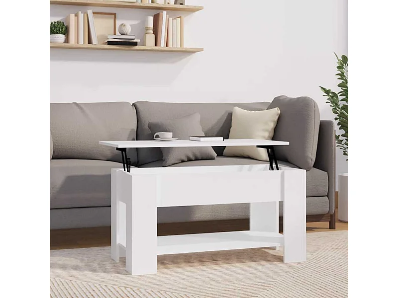 Table basse blanc 101x49x52 cm bois d'ingénierie