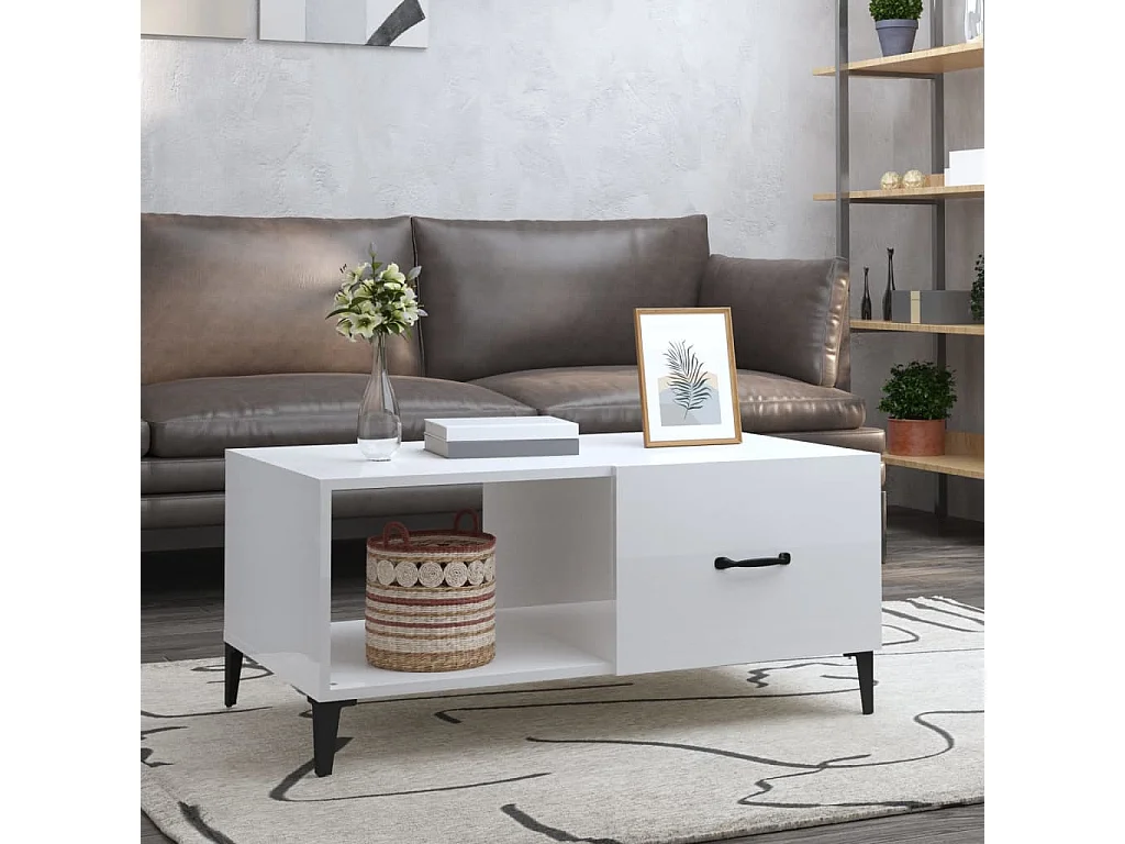 Couchtisch Hochglanz-Weiß 90x50x40 cm Holzwerkstoff