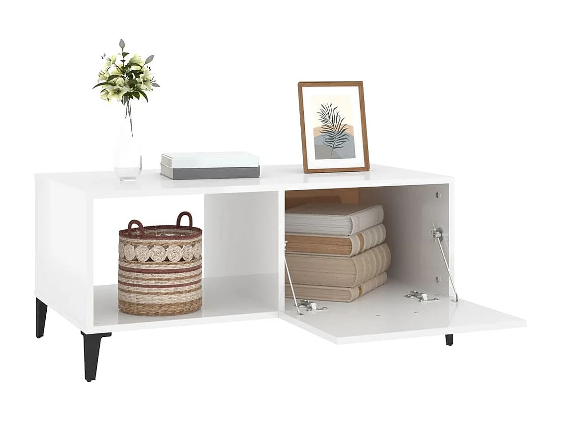 Couchtisch Hochglanz-Weiß 90x50x40 cm Holzwerkstoff