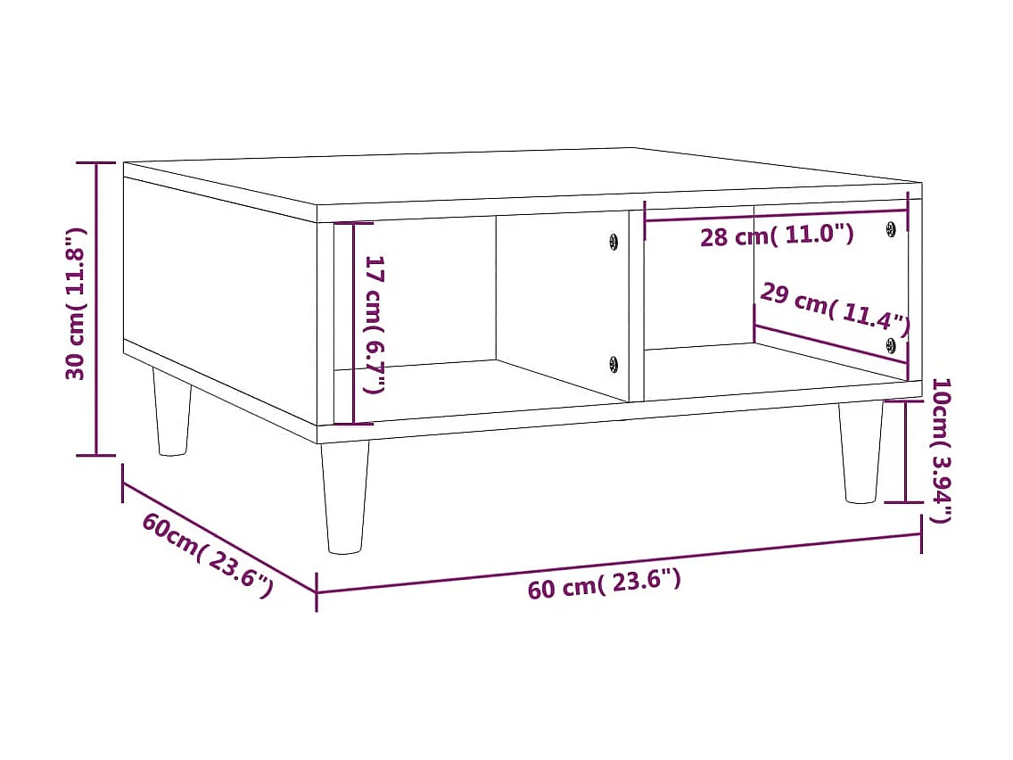 Table basse chêne marron 60x60x30 cm bois d'ingénierie