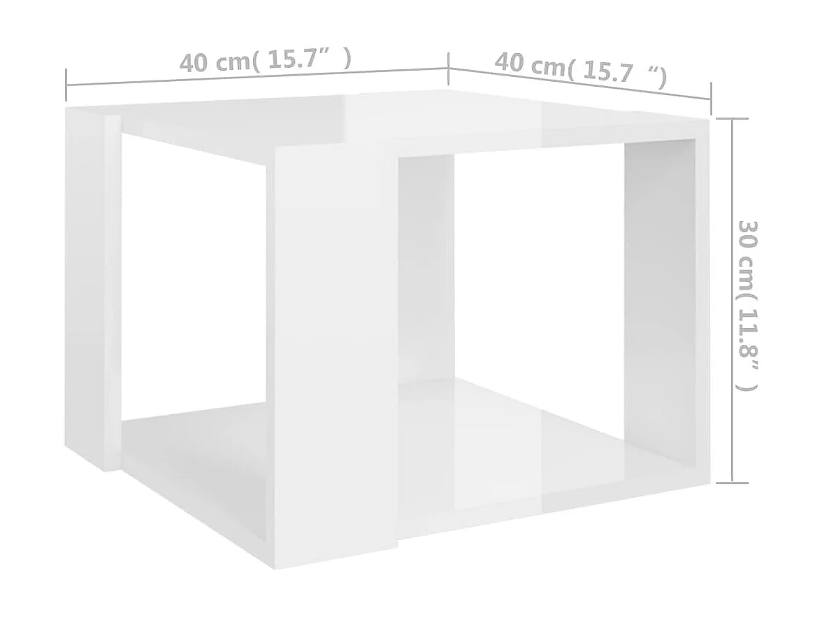 Salontafel 40x40x30 cm bewerkt hout hoogglans wit