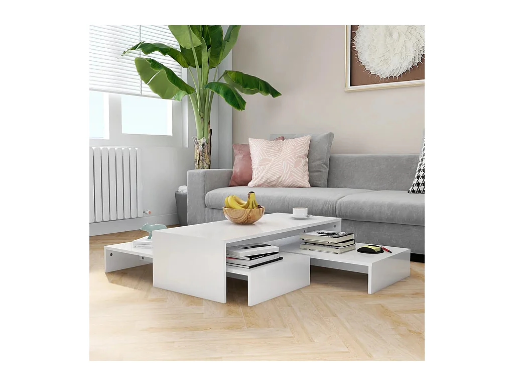 Ensemble de tables basses gigognes blanc brillant