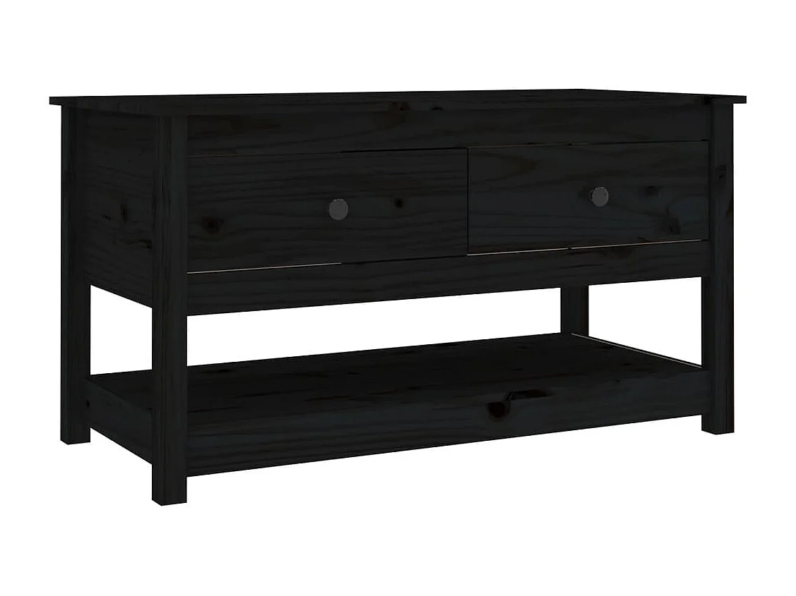 Table basse Noir 102x49x55 cm Bois massif de pin