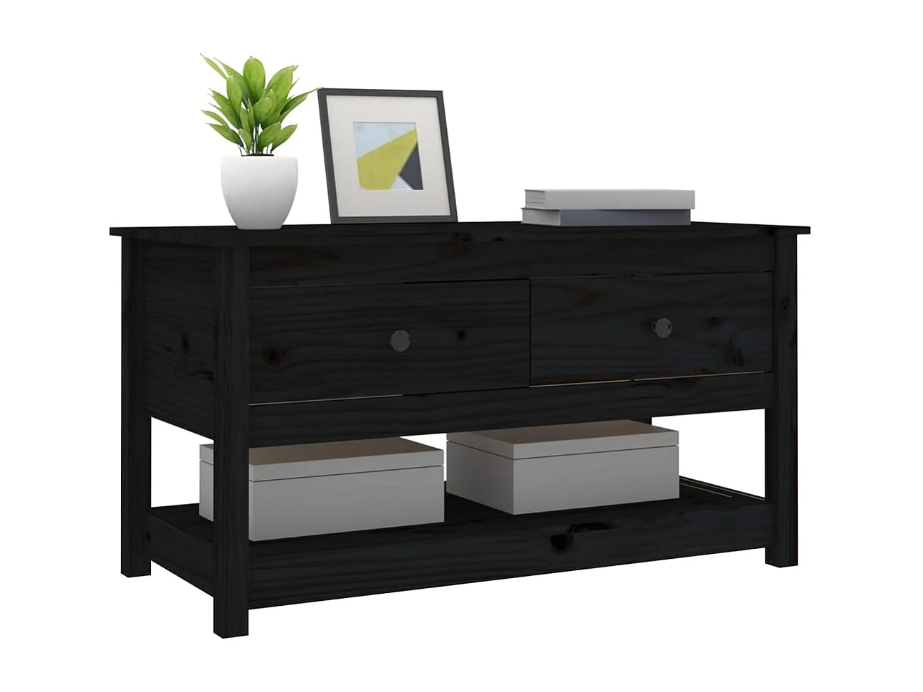 Mesa de centro 102x49x55 cm pinho maciço preto