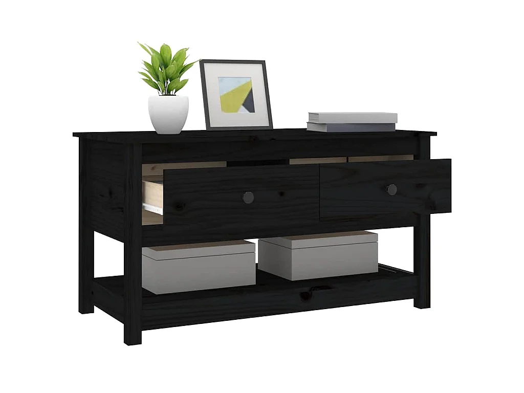 Mesa de centro 102x49x55 cm pinho maciço preto