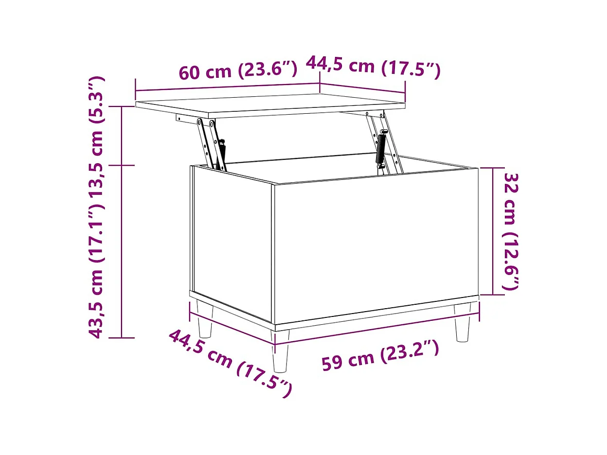 Table basse Chêne sonoma 60x44,5x45 cm Bois d'ingénierie