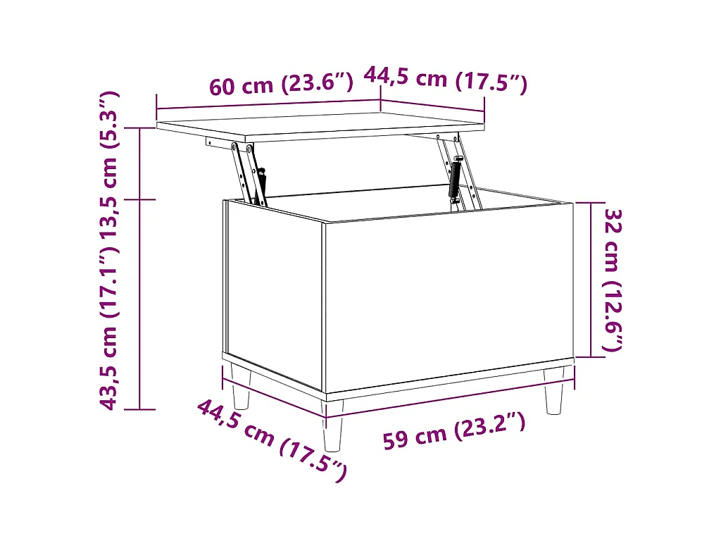 Couchtisch Sonoma-Eiche 60x44,5x45 cm Holzwerkstoff