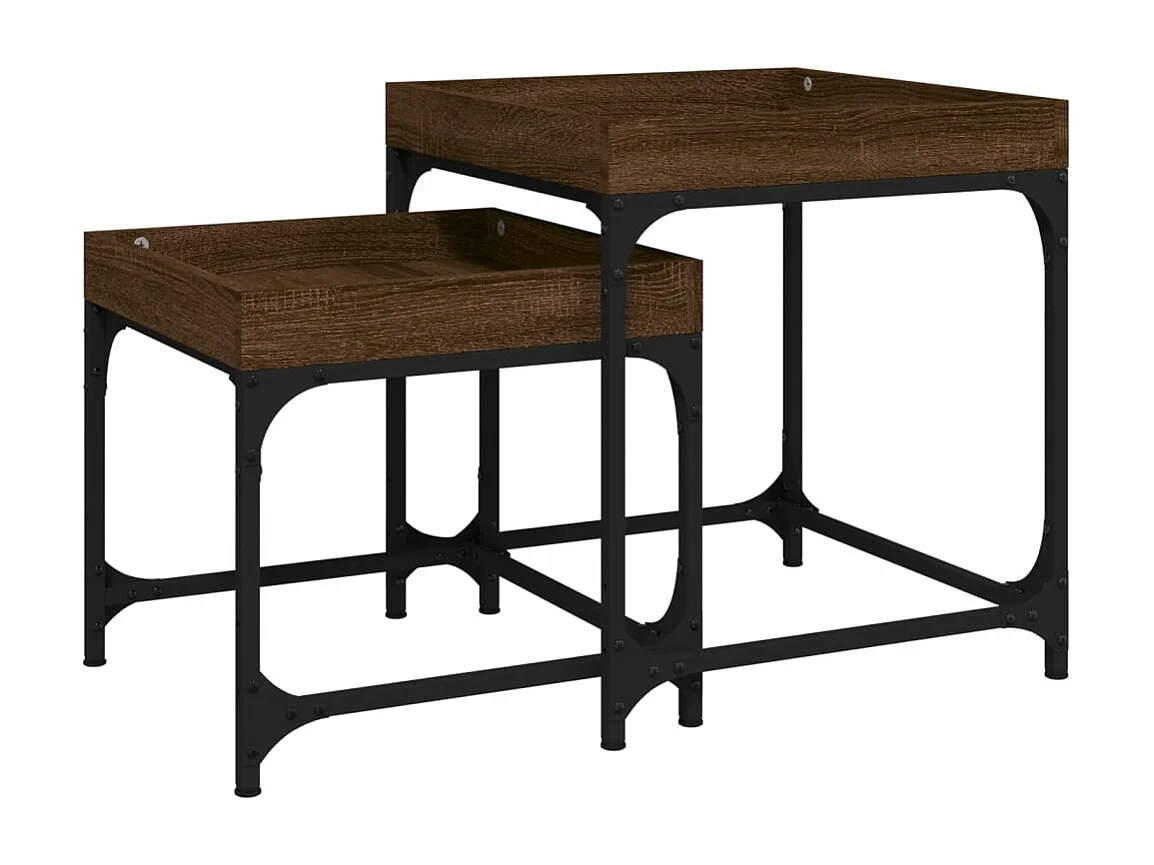 Tavolini 2 pz Rovere Marrone in Legno Multistrato