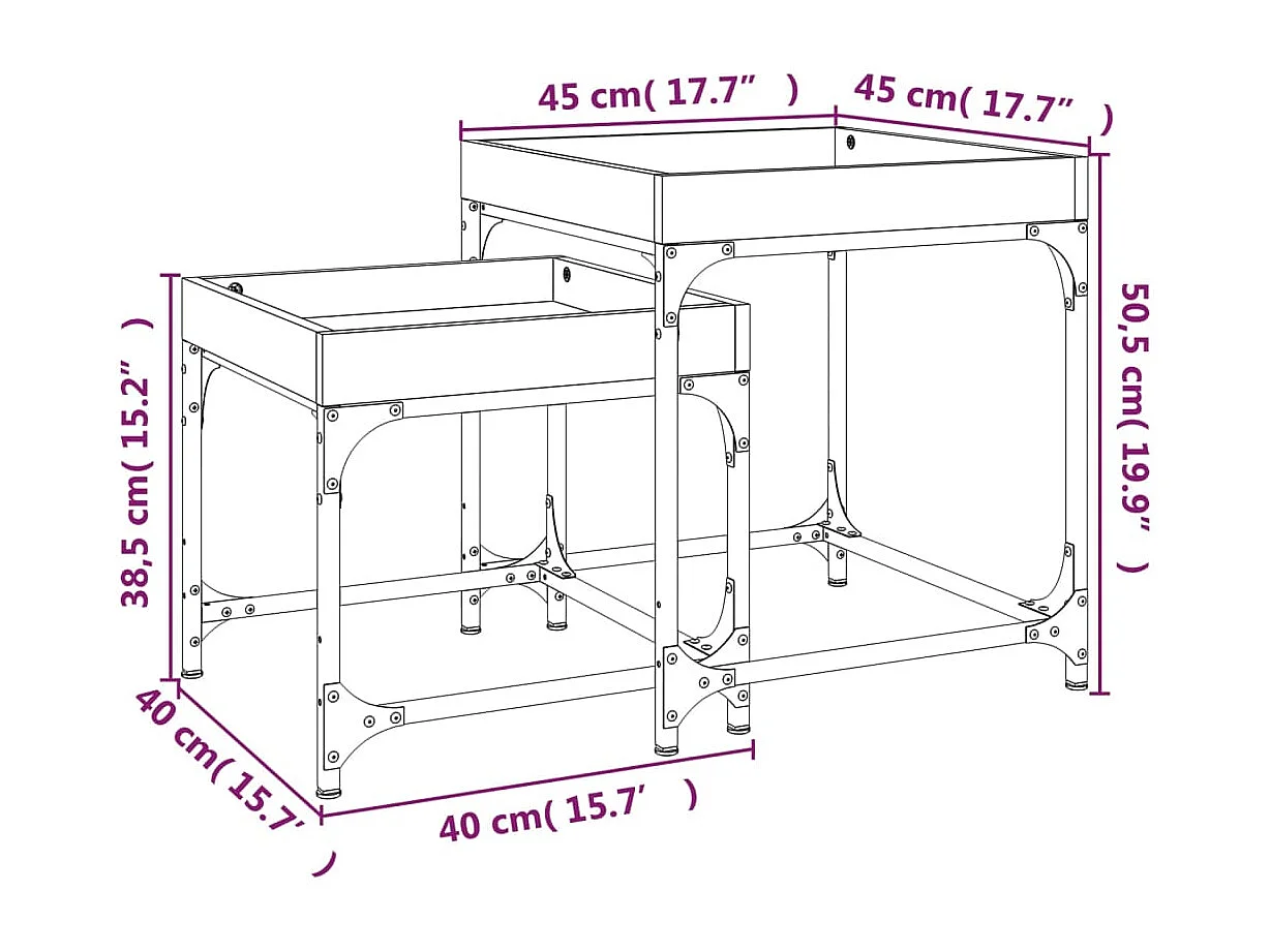 Tavolini 2 pz Rovere Marrone in Legno Multistrato