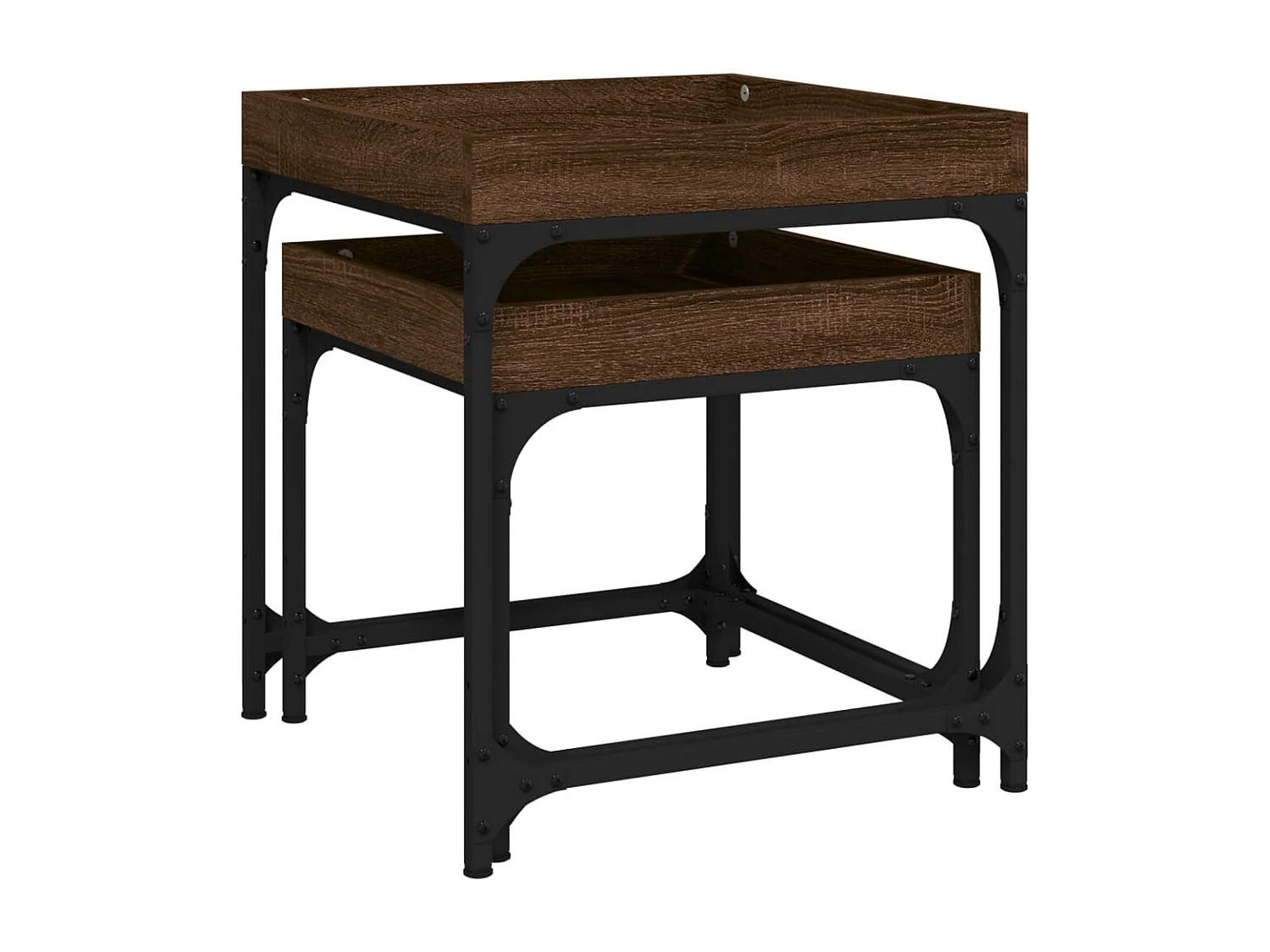 Tavolini 2 pz Rovere Marrone in Legno Multistrato