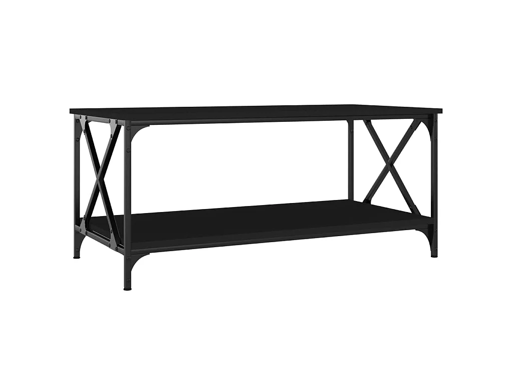 Table basse Noir 100x50x45 cm Bois d'ingénierie et fer