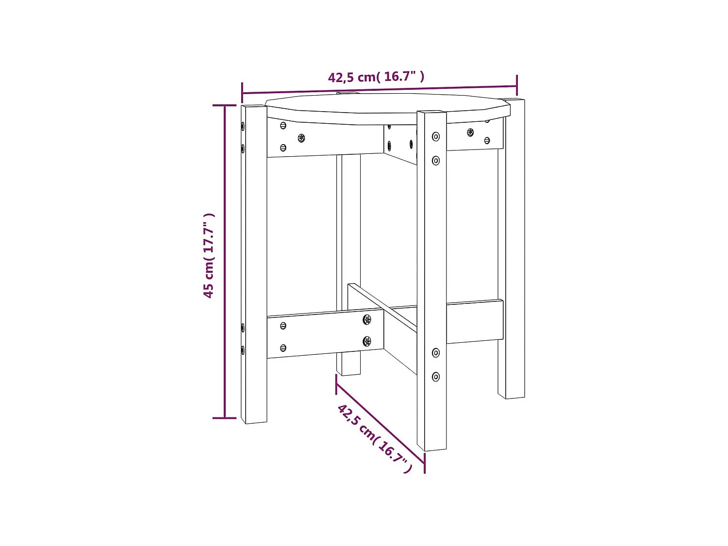 Couchtisch Weiß Ø 42,5x45 cm Massivholz Kiefer