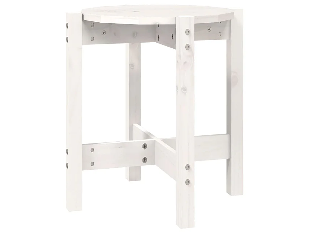 Table basse Blanc Ø 42,5x45 cm Bois massif de pin