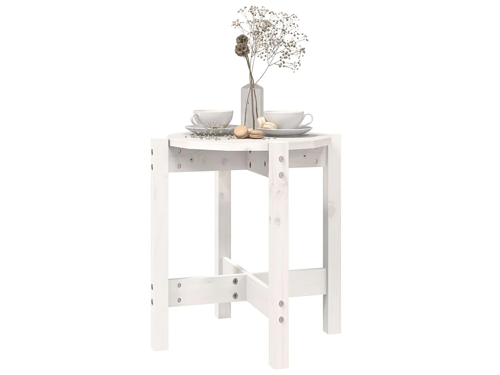 Table basse Blanc Ø 42,5x45 cm Bois massif de pin