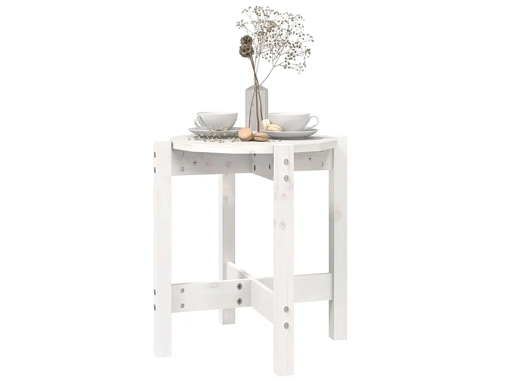Salontafel Ø 42,5x45 cm massief grenenhout wit