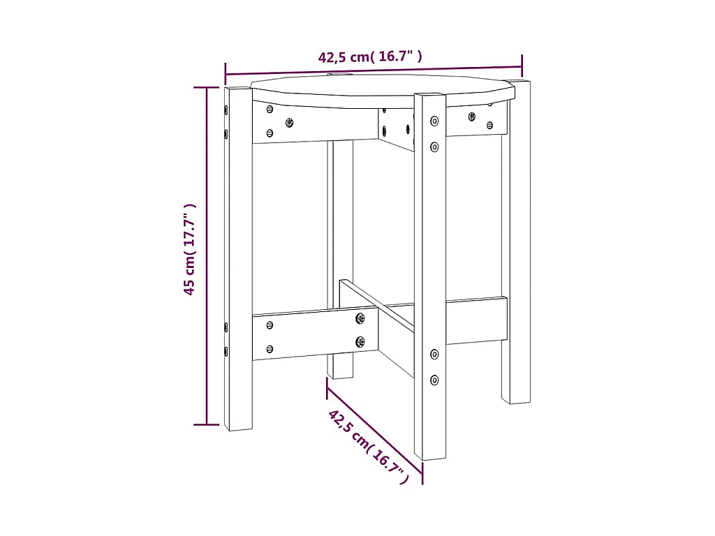 Salontafel Ø 42,5x45 cm massief grenenhout wit