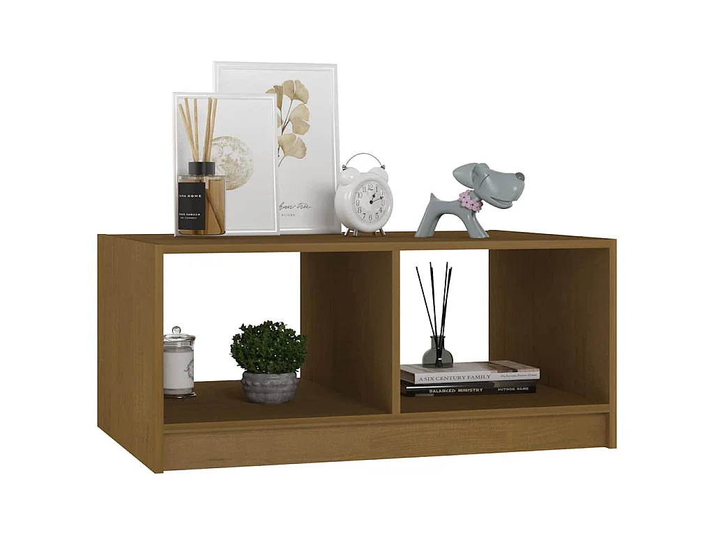 Table basse marron miel 75x50x33,5 cm bois de pin massif