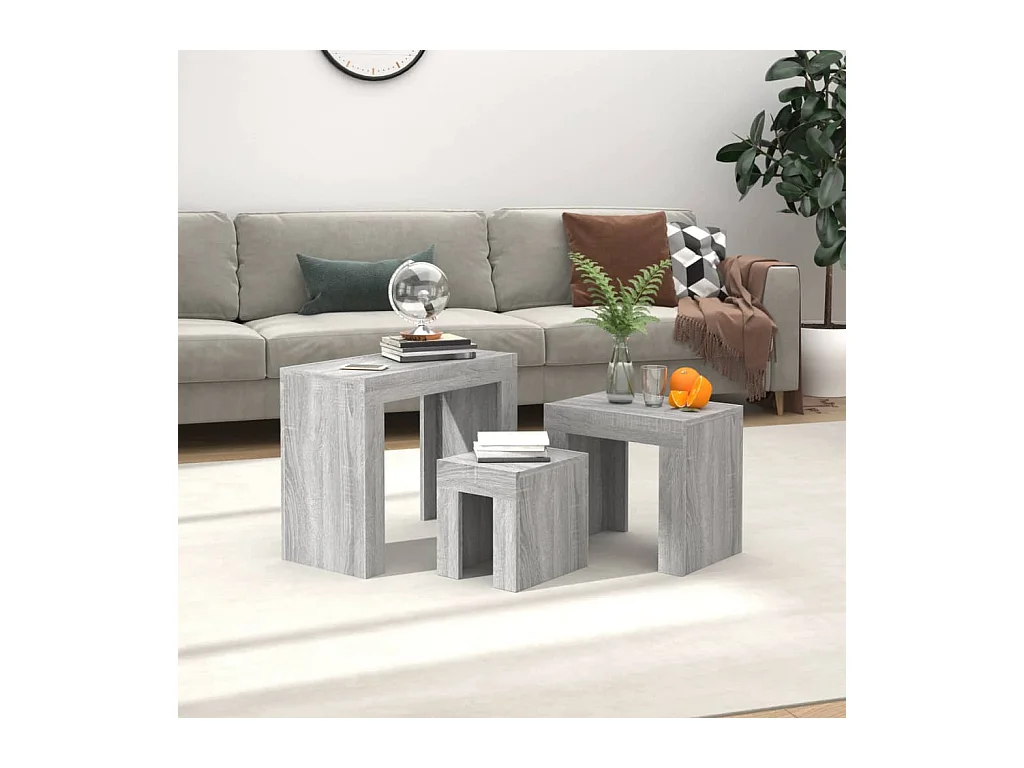 Tables basses gigognes 3 pcs sonoma gris bois d'ingénierie