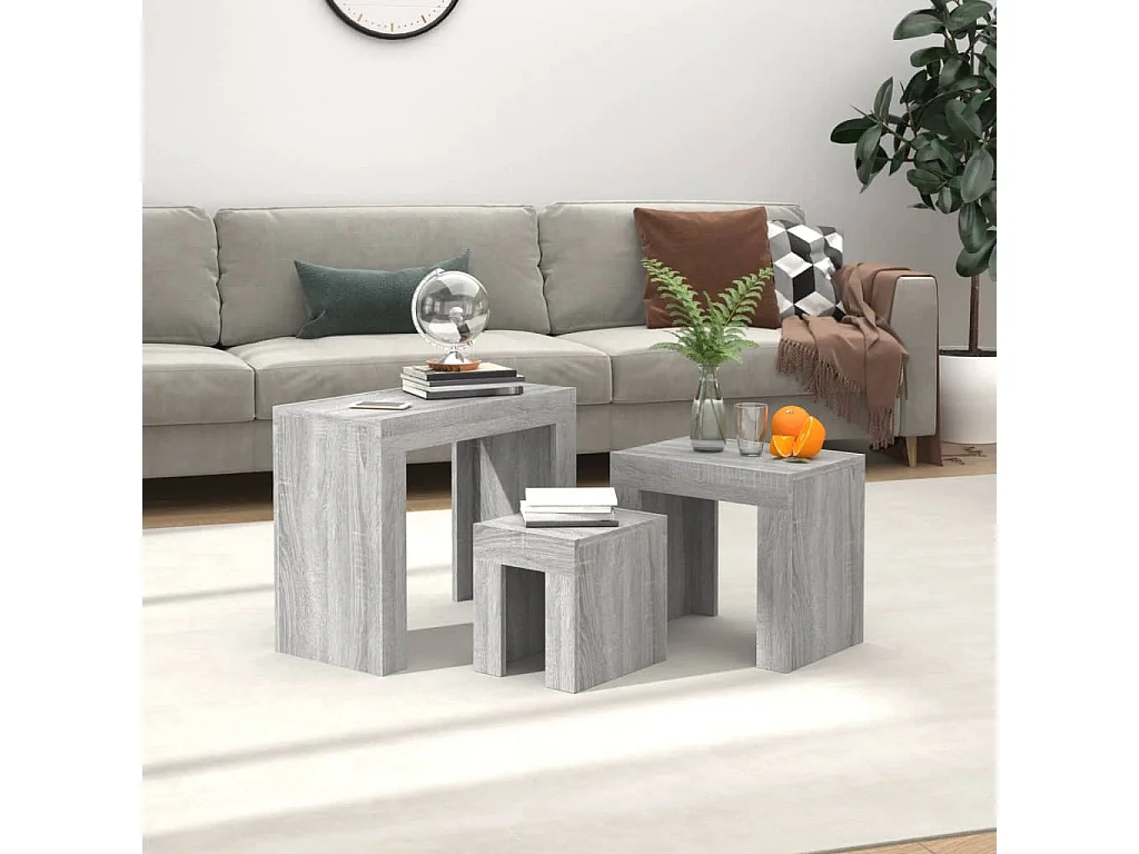 Tables basses gigognes 3 pcs sonoma gris bois d'ingénierie