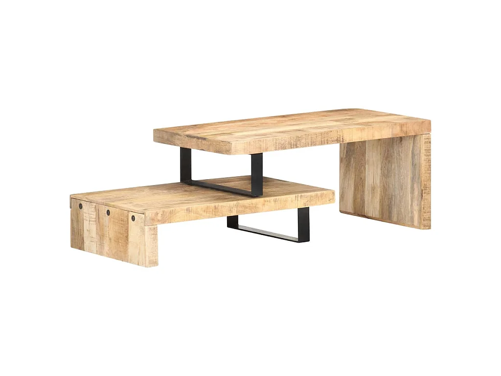 Set Tavolini da Salotto 2 pz in Legno Massello di Mango