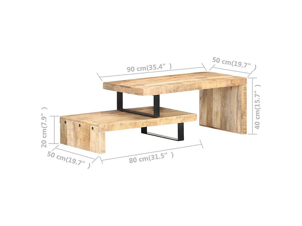 Ensemble de table basse 2 pcs Bois de manguier massif