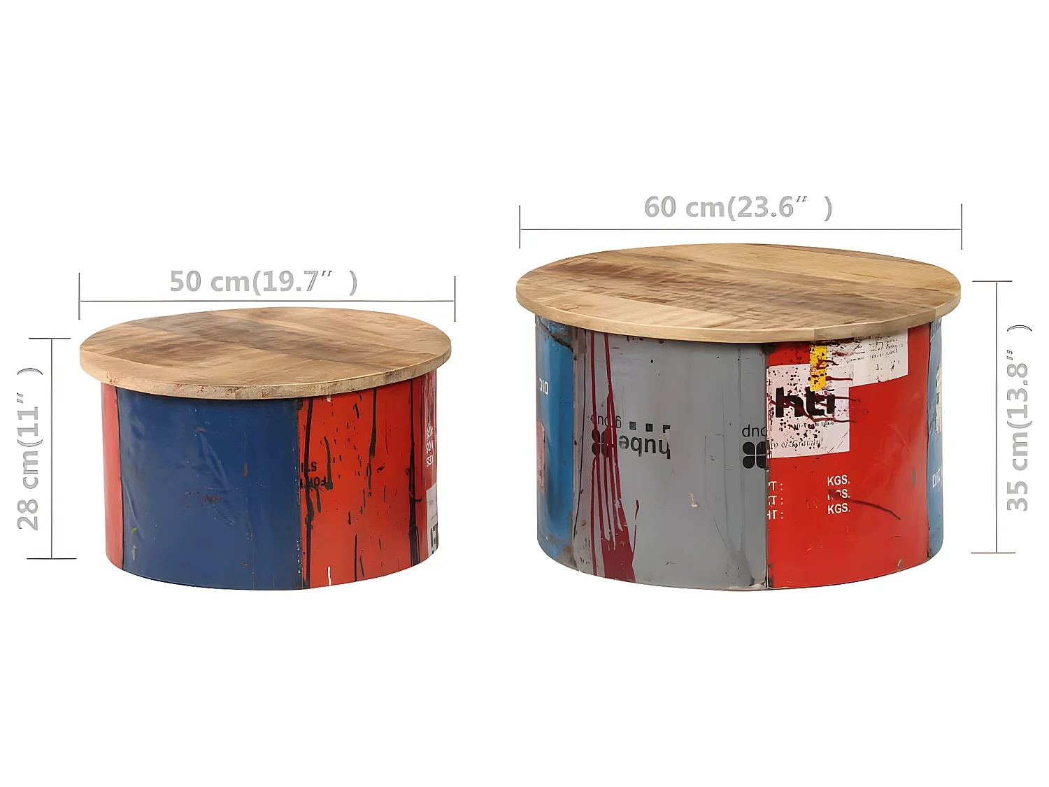 Tables basses 2 pcs Bois solide de manguier