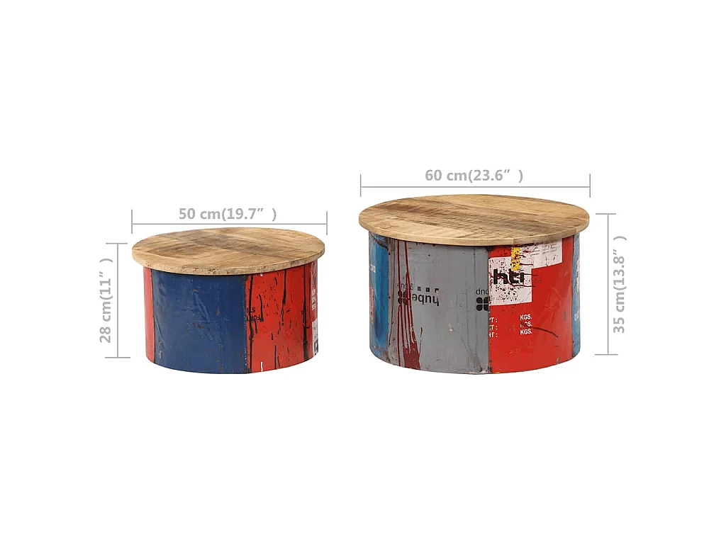 Tables basses 2 pcs Bois solide de manguier