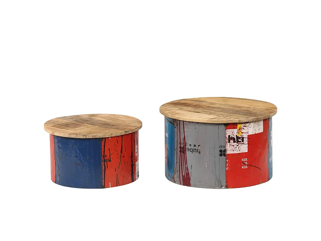 Tables basses 2 pcs Bois solide de manguier