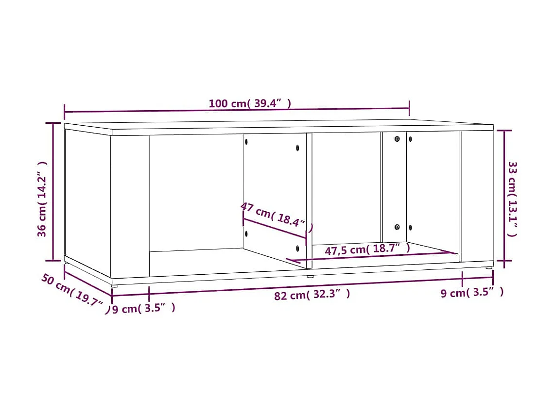 Salontafel 100x50x36 cm bewerkt hout wit