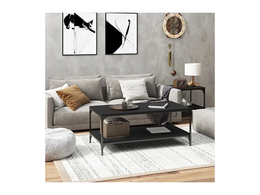 Tavolino Salotto Nero 100x50x40cm Legno Multistrato