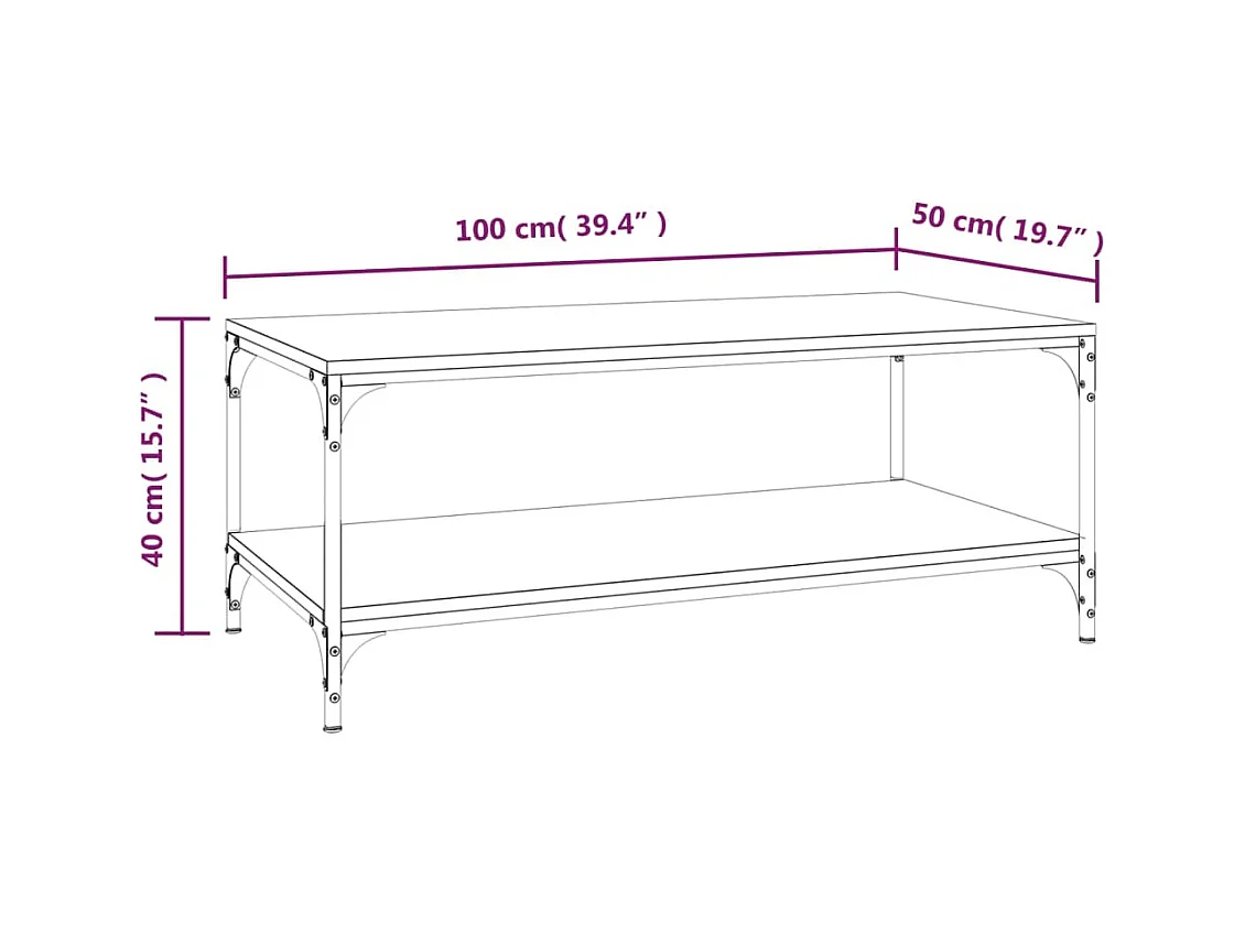 Table basse Noir 100x50x40 cm Bois d'ingénierie