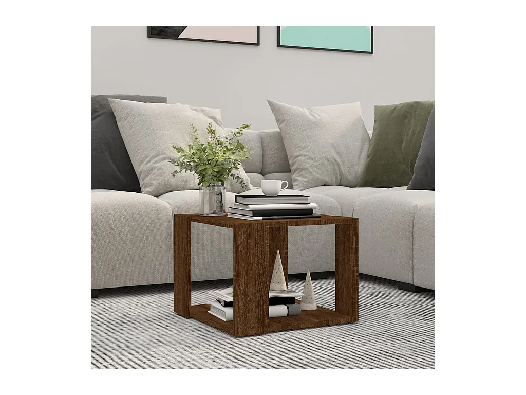 Salontafel 40x40x30 cm bewerkt hout bruin eikenkleur