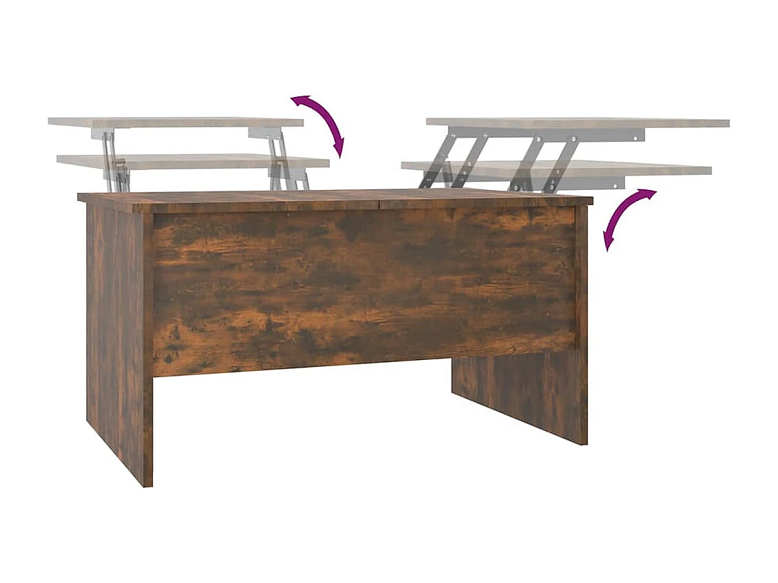 Table basse chêne fumé 80x50x42,5 cm bois d'ingénierie