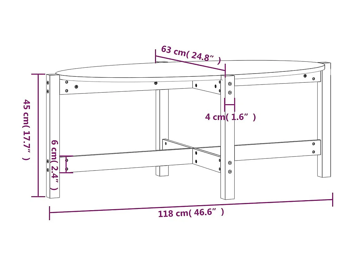 Table basse Marron miel 118x63x45 cm Bois massif de pin