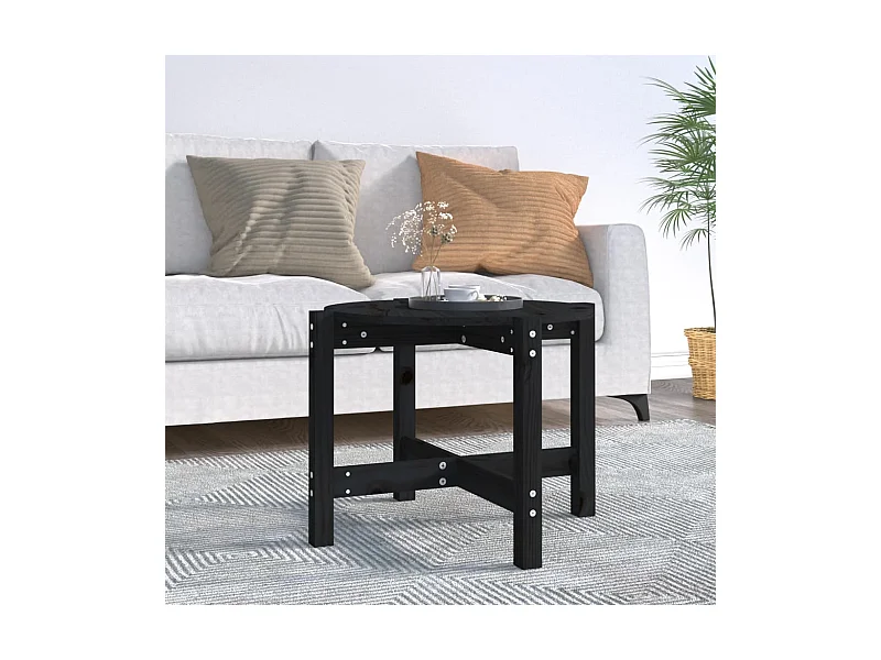 Couchtisch Schwarz Ø 62,5x45 cm Massivholz Kiefer