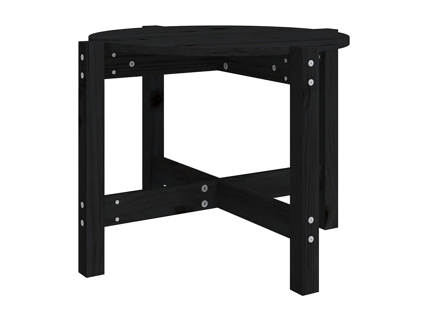 Tavolino da Salotto Nero Ø 62,5x45 cm in Legno Massello di Pino