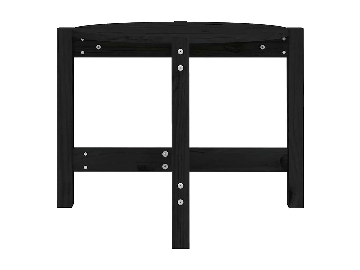 Tavolino da Salotto Nero Ø 62,5x45 cm in Legno Massello di Pino
