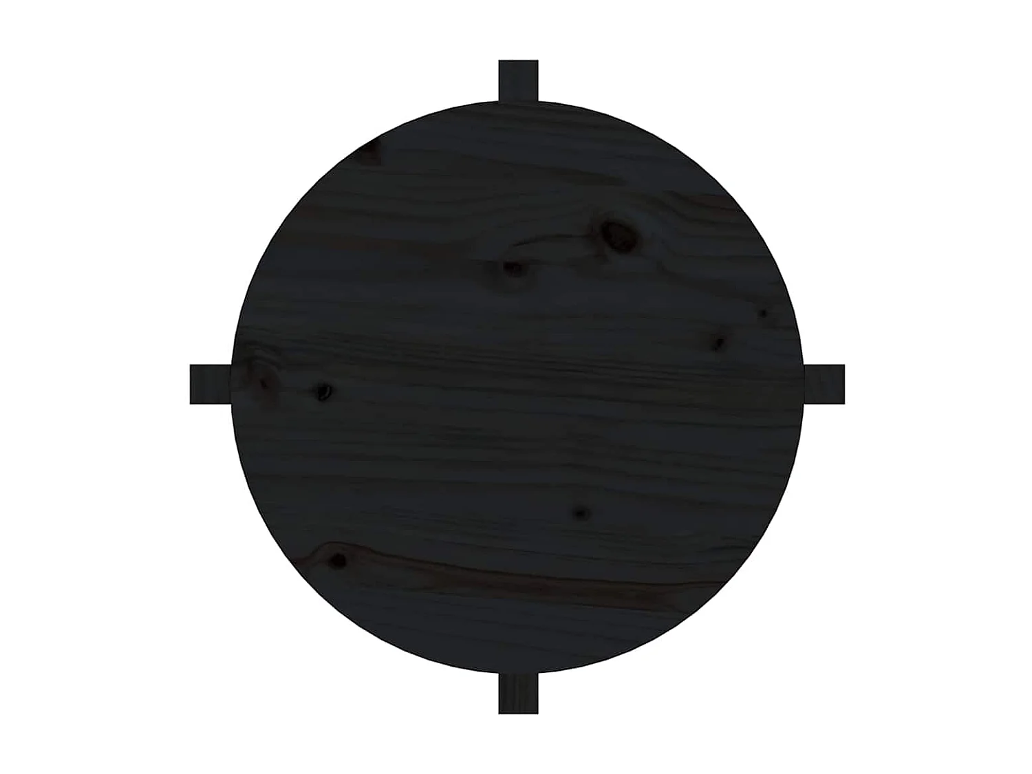 Tavolino da Salotto Nero Ø 62,5x45 cm in Legno Massello di Pino