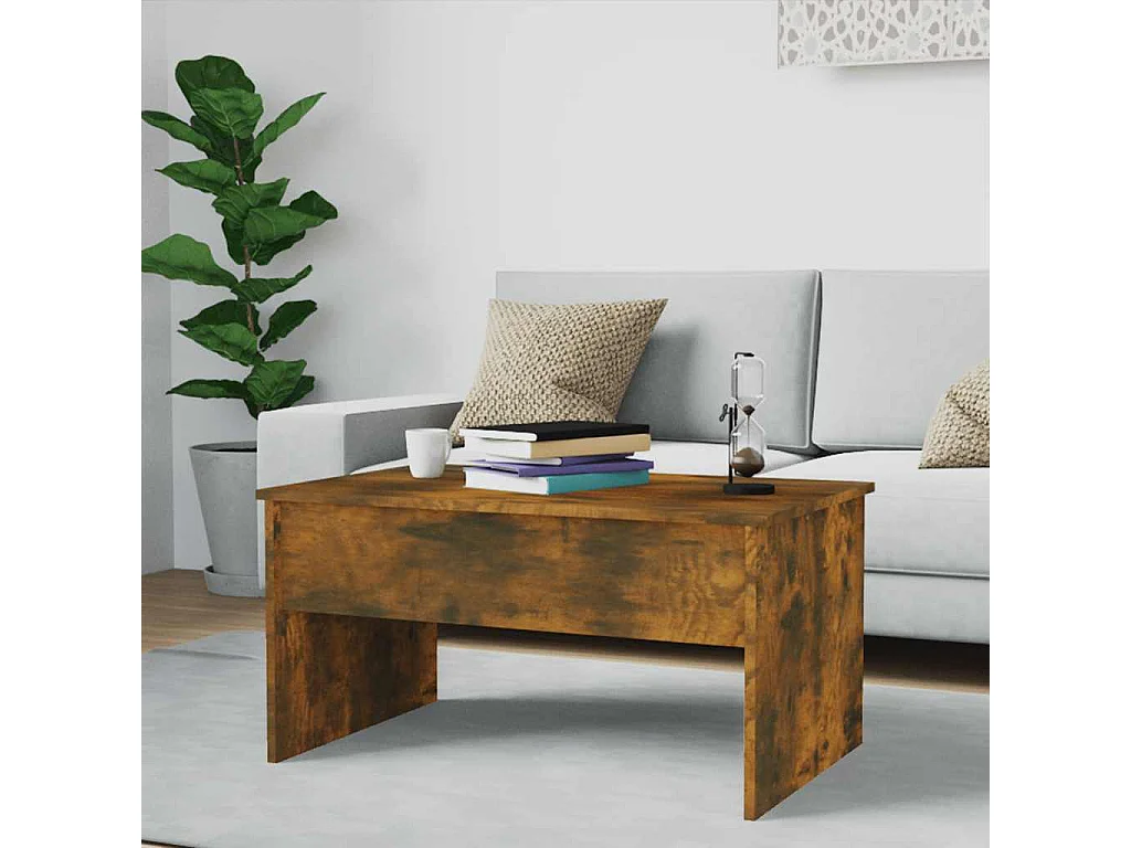 Table basse Chêne fumé 80x50,5x41,5 cm Bois d'ingénierie
