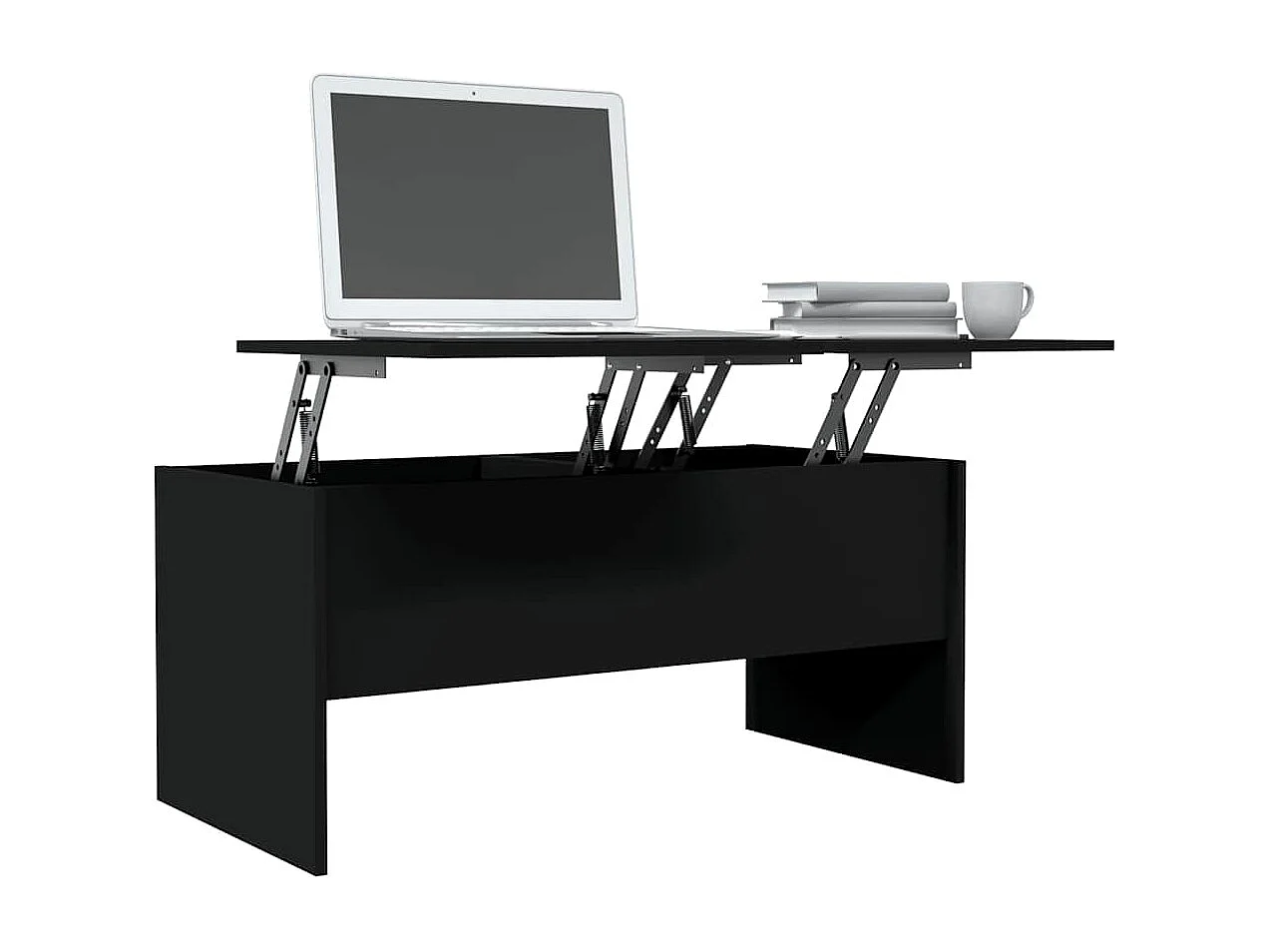 Tavolino da Salotto Nero 102x50,5x46,5 cm in Legno Multistrato