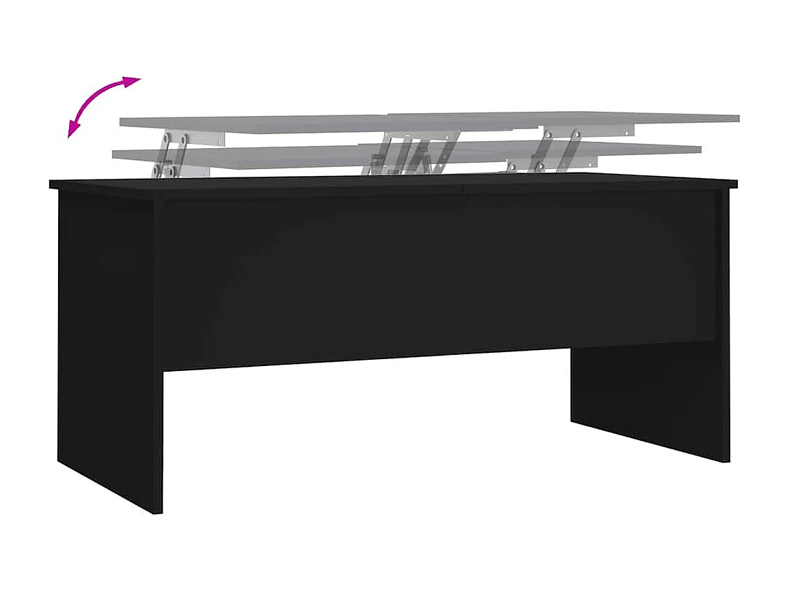 Tavolino da Salotto Nero 102x50,5x46,5 cm in Legno Multistrato