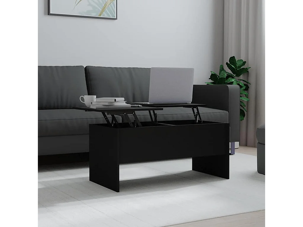 Tavolino da Salotto Nero 102x50,5x46,5 cm in Legno Multistrato