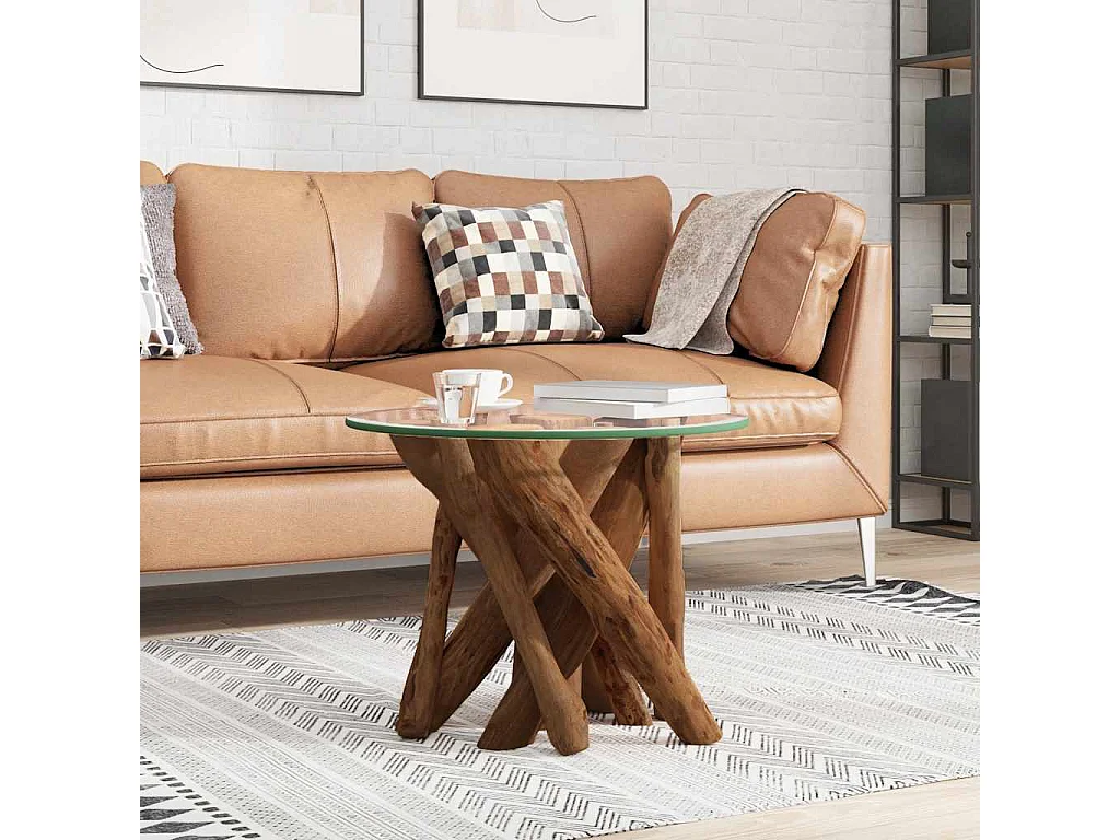 Table basse Bois flottant de teck massif 60 cm