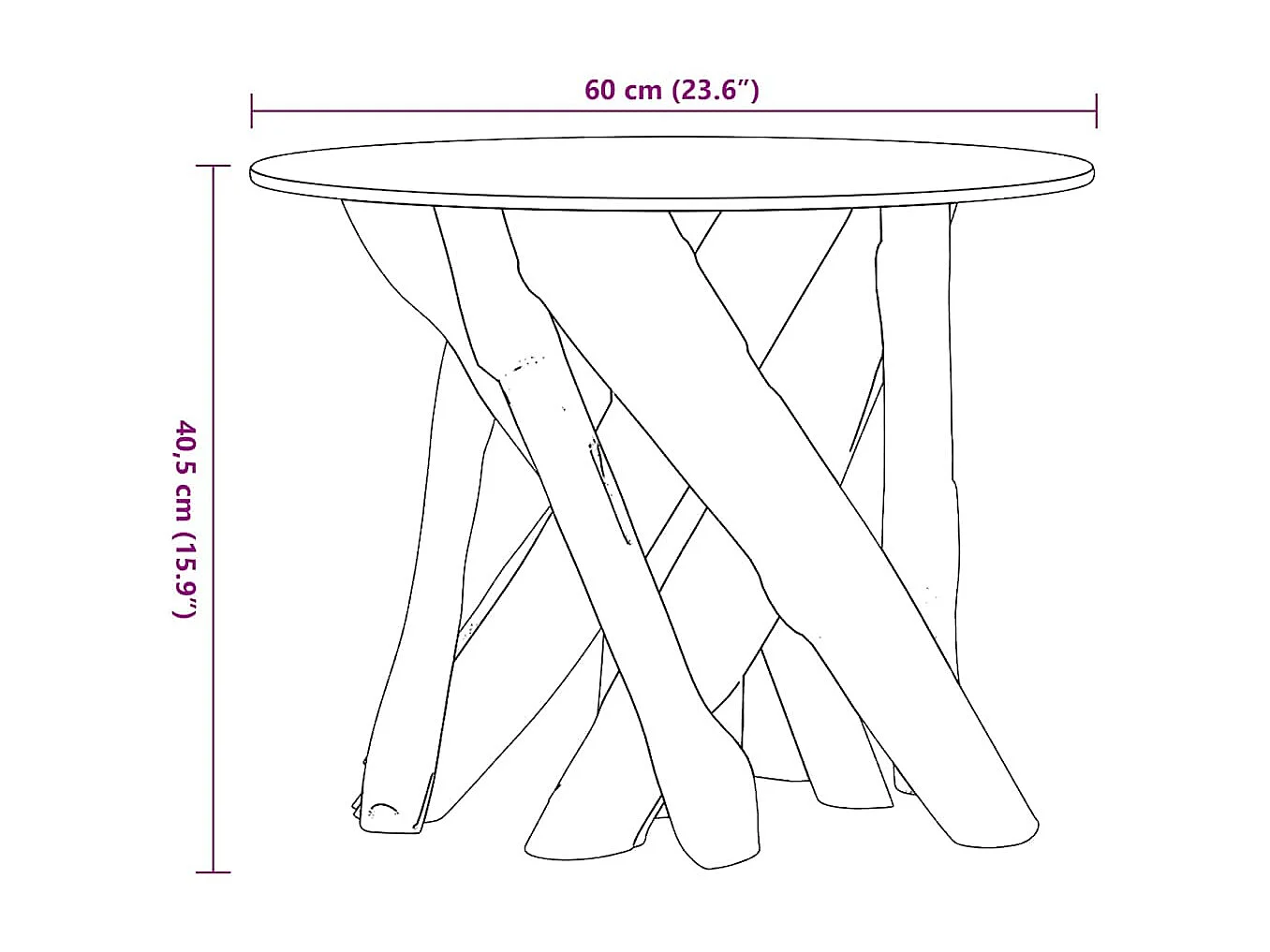 Table basse Bois flottant de teck massif 60 cm